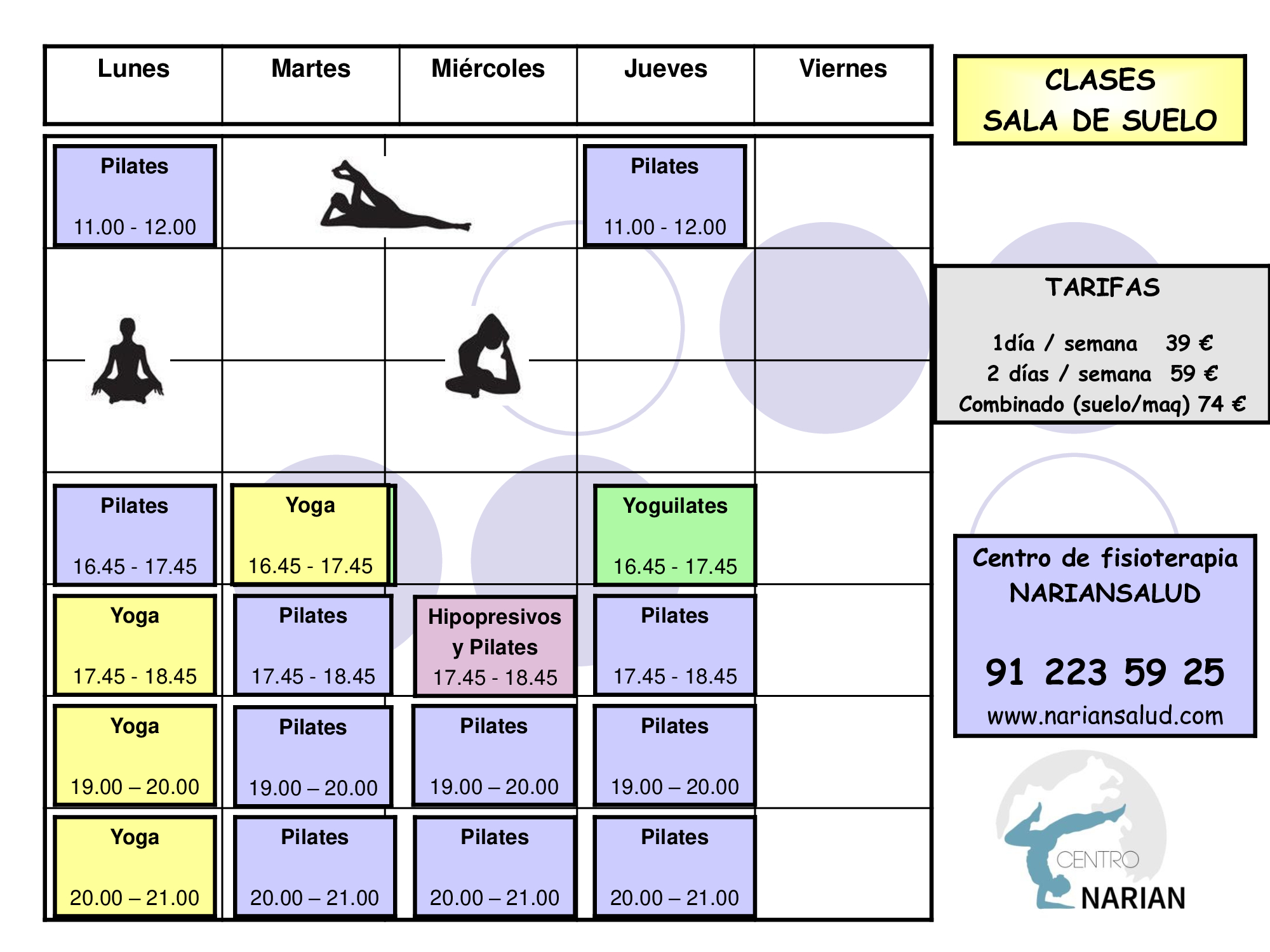 Actividades Suelo. Pilates, Yoga, Yoguilates, Hipopresivos, Método 5P